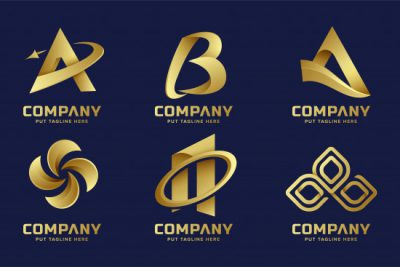 مجموعه لوگو چند منظوره - Abstract business golden logo