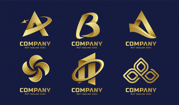 مجموعه لوگو چند منظوره - Abstract business golden logo