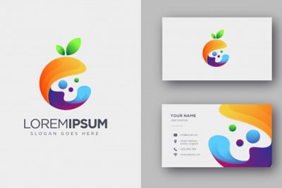 کارت ویزیت و لوگو آبمیوه فروشی و کافه – Colorful fluid fruit logo business card