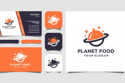کارت ویزیت و لوگو رستوران و فست فود مدل سیاره – Food planet logo business card