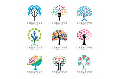 مجموعه لوگو انتزاعی درخت چند منظوره - Abstract tree logo collection