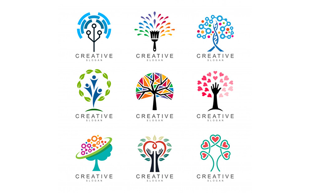 مجموعه لوگو انتزاعی درخت چند منظوره - Abstract tree logo collection