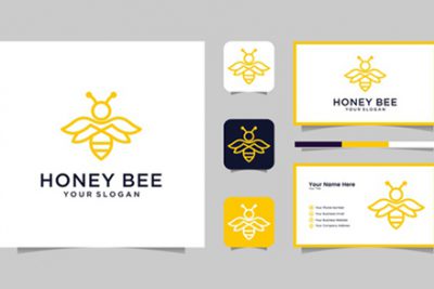 کارت ویزیت و لوگو چند منظوره زنبور – Bee honey creative logo line art