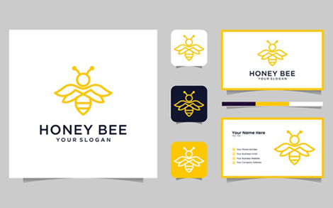 کارت ویزیت و لوگو چند منظوره زنبور – Bee honey creative logo line art