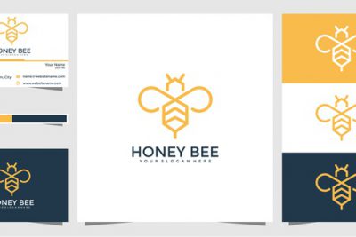 کارت ویزیت و لوگو چند منظوره زنبور – Bee logo design with business cards