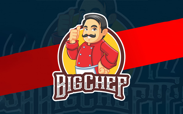 لوگو سرآشپز رستوران چند منظوره – Big chef mascot character logo