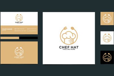 کارت ویزیت و لوگو رستوران – Chef hat restaurant logo design