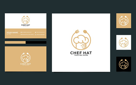 کارت ویزیت و لوگو رستوران – Chef hat restaurant logo design