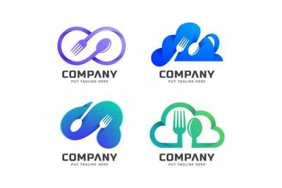 مجموعه لوگو قاشق و چنگال مدل ابر چند منظوره – Cloud restaurant logo
