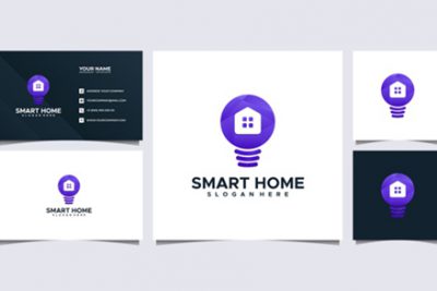 کارت ویزیت و لوگو لامپ – Colorful smart house logo and business card
