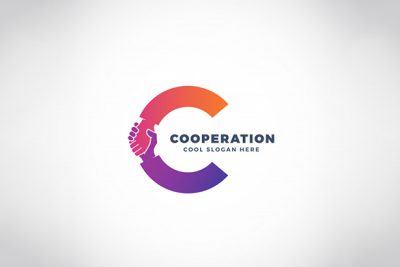 لوگو همکاری و مفهوم حرف C انگلیسی– Cooperation sign in letter c concept
