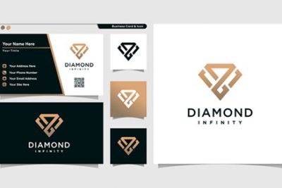 کارت ویزیت و لوگو چند منظوره الماس و بینهایت - Diamond logo with infinity