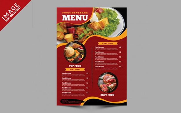 منو A4 رستوران و فست فود - Food menu flyer template