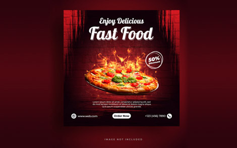 بنر تبلیغ رستوران مناسب اینستاگرام - Food menu and restaurant pizza social media