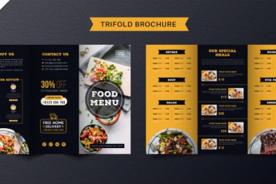 منو رستوران و فست فود A4 سه لت - Food trifold brochure template