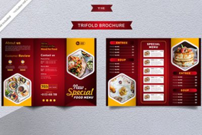 منو رستوران و فست فود و کافه سه لت - Food trifold menu brochure for restaurant