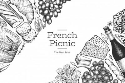 طراحی پیکنیک فرانسوی - French food illustration design