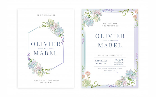 کارت دعوت مراسم - Floral wedding invitation card