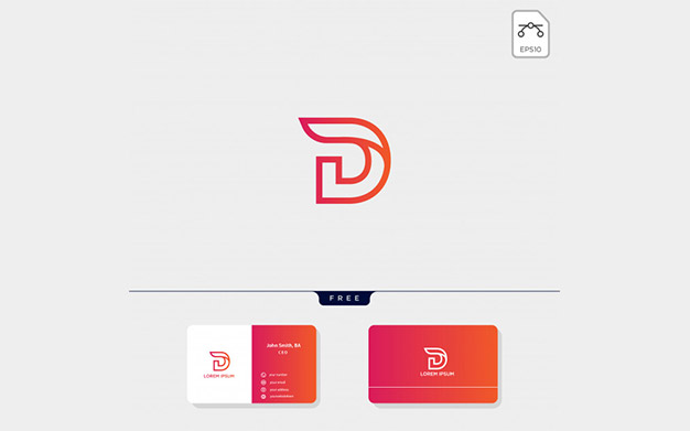 لوگو حرف D و کارت ویزیت - Initial d logo business card design