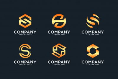 مجموعه لوگو حرف S رنگ طلایی - Initials S logo template with a golden