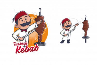 لوگو و کاراکتر کباب ترکی – Kebab chef logo character