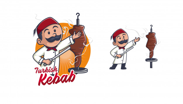 لوگو و کاراکتر کباب ترکی – Kebab chef logo character