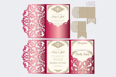 قالب برش لیزر کارت دعوت - Laser cut wedding card envelope
