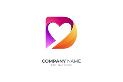 لوگو حرف D انگلیسی– Letter D logo with heart shape
