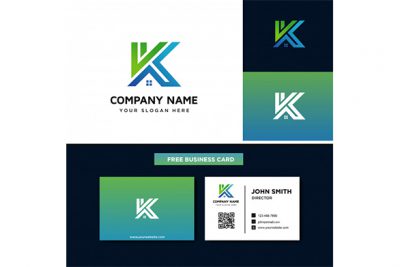 کارت ویزیت و لوگو چند منظوره - Letter k with house logo
