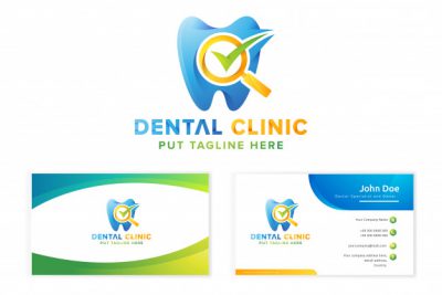 کارت ویزیت و لوگو چند منظوره دندان پزشکی – Medical dental clinic logo with business card