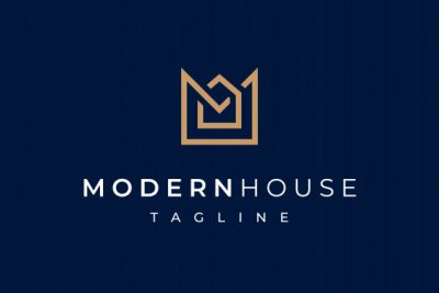 لوگو حرف M انگلیسی با نماد خانه - Modern house letter m logo