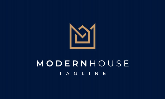 لوگو حرف M انگلیسی با نماد خانه - Modern house letter m logo