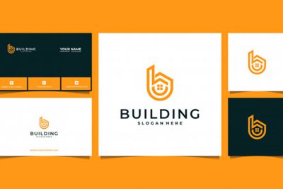 کارت ویزیت و لوگو حرف b و خانه - Modern letter b logo for building