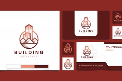 کارت ویزیت و لوگو چند منظوره - Mountain building logo and business card