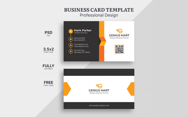 کارت ویزیت شرکتی - Orange elegant business card