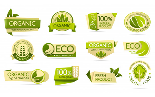 مجموعه لوگو غذای ارگانیک - Organic food labels