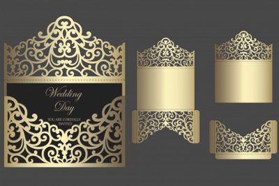 قالب برش لیزر کارت دعوت - Ornate laser cut wedding invitation