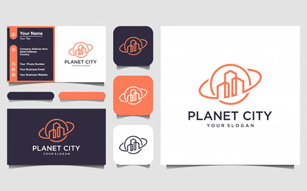 کارت ویزیت و لوگو مشاورین املاک – Planet real estate logo and business card