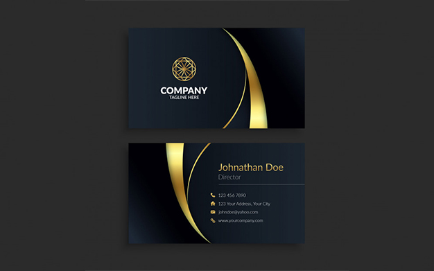 کارت ویزیت حرفه ای چند منظوره - Professional black & gold business card