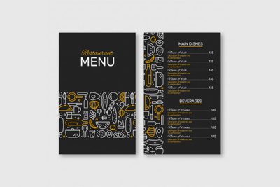 منو رستوران و کافی شاپ - Restaurant menu black and yellow
