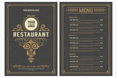 منو رستوران و فست فود و کافه - Restaurant menu template vintage style