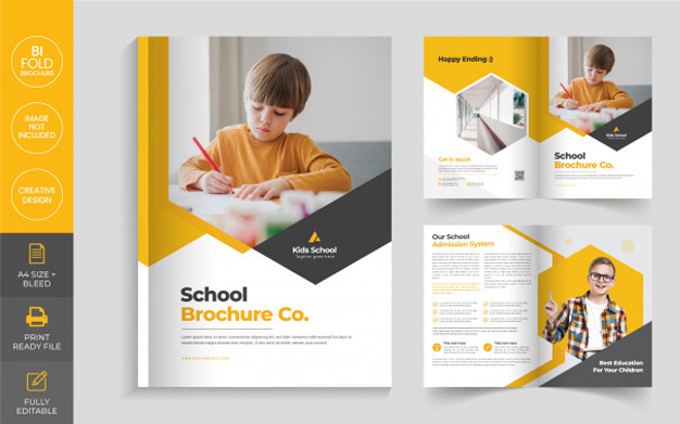 بروشور تبلیغاتی دو لت مدرسه - School admission bi fold brochure