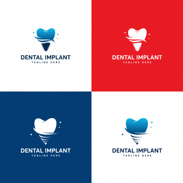 لوگو دندان پزشکی – Set of dental implant logo design