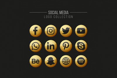 مجموعه لوگو شبکه های اجتماعی – Social media golden logo