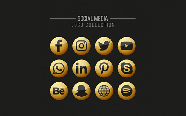 مجموعه لوگو شبکه های اجتماعی – Social media golden logo