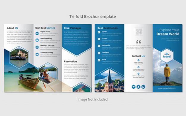 بروشور مسافرتی A4 سه لت - Travel trifold brochure
