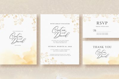 کارت دعوت مراسم - Watercolor branch on wedding invitation