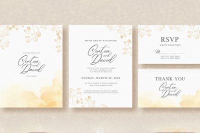 کارت دعوت مراسم - Watercolor branch on wedding invitation