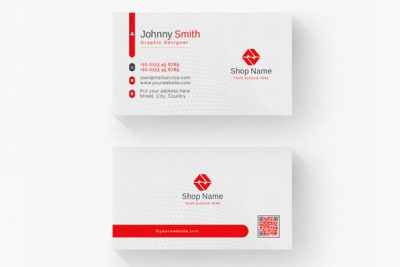کارت ویزیت شخصی - White business card with red details