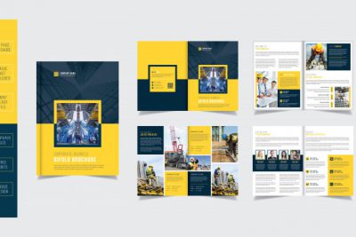 بروشور مدرن عمران - Yellow construction 8 page brochure